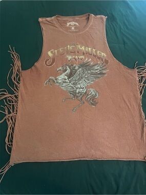 Vintage Brown Steve Miller Fringe Muscle Top